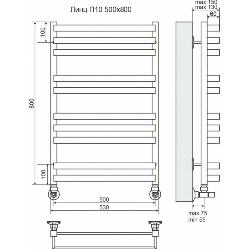 Полотенцесушитель “Terminus” Линц П10 500х800